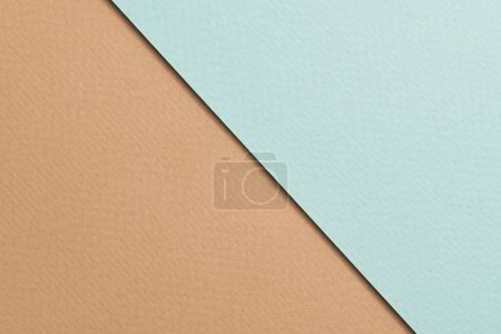 Téléchargez les photos : Rough kraft paper background, paper texture beige blue colors. Mockup with copy space for tex - en image libre de droit