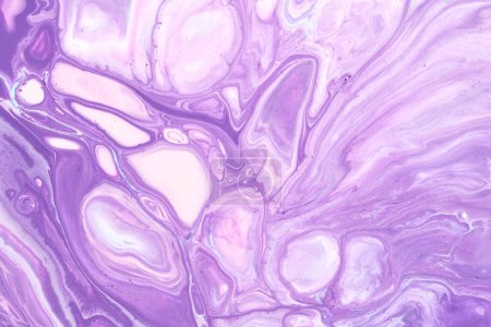 Photo for Exclusive beautiful pattern, abstract fluid art background. Flow of blending purple lilac paints mixing together. Blots and streaks of ink texture for print and design - Royalty Free Image