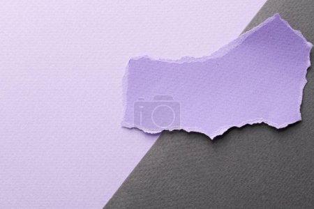 Photo for Art collage of pieces of ripped paper with torn edges. Sticky notes collection lilac grey colors, shreds of notebook pages. Abstract backgroun - Royalty Free Image