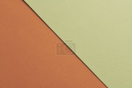 Photo for Rough kraft paper background, paper texture brown green colors. Mockup with copy space for tex - Royalty Free Image