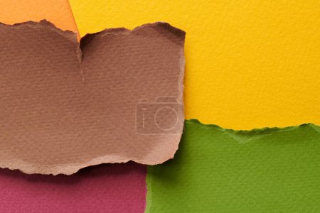 Photo for Art collage of pieces of ripped paper with torn edges. Sticky notes collection multicolored, shreds of notebook pages. Abstract backgroun - Royalty Free Image