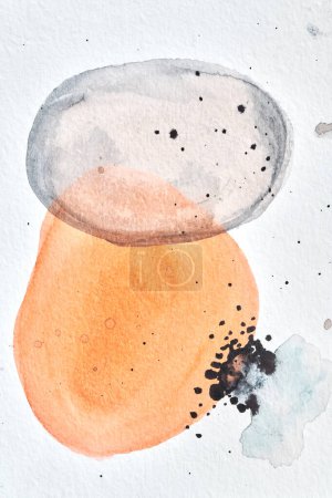 Photo for Abstract orange background. Watercolor ink art collage. Stains, blots and brush strokes of acrylic pain - Royalty Free Image