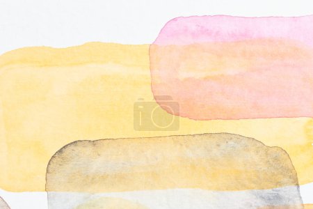 Foto de Fondo amarillo abstracto. collage arte tinta acuarela. Manchas, manchas y pinceladas de dolor acrílico - Imagen libre de derechos