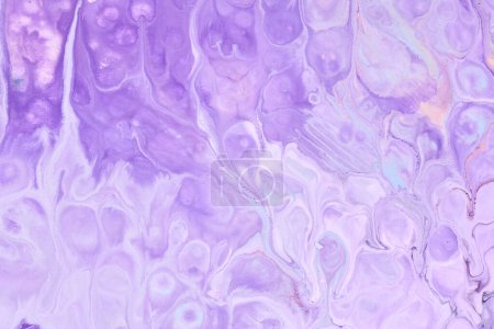 Photo for Exclusive beautiful pattern, abstract fluid art background. Flow of blending purple lilac paints mixing together. Blots and streaks of ink texture for print and design - Royalty Free Image