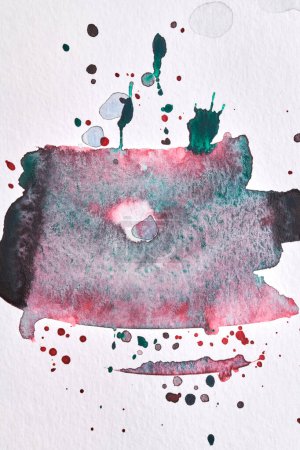 Photo for Abstract green red background. Watercolor ink art collage. Stains, blots and brush strokes of acrylic pain - Royalty Free Image