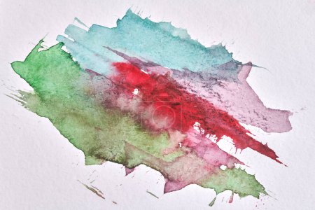 Foto de Fondo rojo verde abstracto. collage arte tinta acuarela. Manchas, manchas y pinceladas de dolor acrílico - Imagen libre de derechos