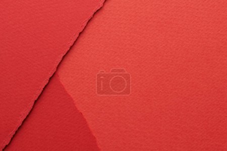 Photo for Art collage of pieces of ripped paper with torn edges. Sticky notes collection red colors, shreds of notebook pages. Abstract backgroun - Royalty Free Image