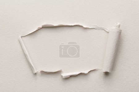 Photo for Frame of ripped paper with torn edges. Window for text with copy space white colors, shreds of notebook pages. Abstract backgroun - Royalty Free Image