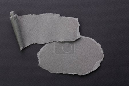 Photo for Art collage of pieces of ripped paper with torn edges. Sticky notes collection gray black colors, shreds of notebook pages. Abstract backgroun - Royalty Free Image