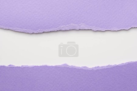 Foto de Collage de arte de piezas de papel rasgado con bordes rotos. Colección de notas pegajosas lila colores blancos, fragmentos de páginas de cuaderno. Fondo abstracto - Imagen libre de derechos