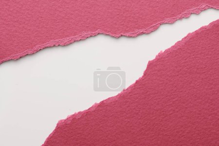 Photo for Art collage of pieces of ripped paper with torn edges. Sticky notes collection red burgundy white colors, shreds of notebook pages. Abstract backgroun - Royalty Free Image