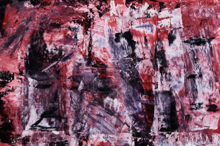 Foto de Fondo blanco rojo negro abstracto. collage arte tinta acuarela. Manchas, manchas y pinceladas de pintura acrílica - Imagen libre de derechos
