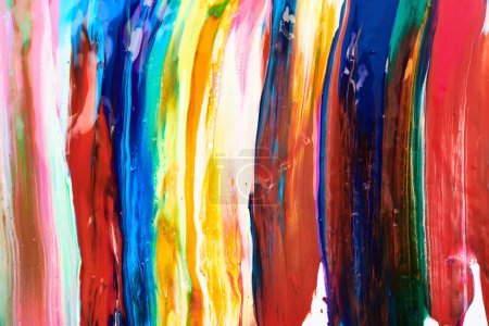Photo for Multicolor brush strokes abstract background. Colorful acrylic ink blots and stains pattern, wallpaper print, fluid art. Creative backdrop, paint explosion - Royalty Free Image