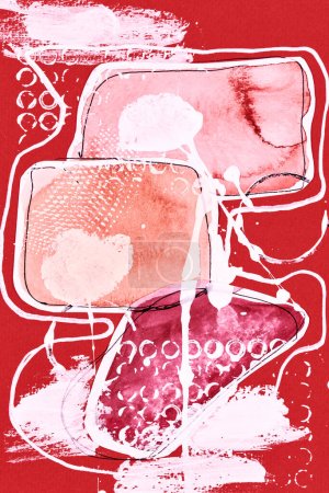 Foto de Fondo abstracto, collage de arte multicolor. Diseño de patrón creativo para la tarjeta de invitación de impresión, postal. Cartel de dibujo, fondo de pantalla de colores. Rojo, rosa, blanco colores - Imagen libre de derechos