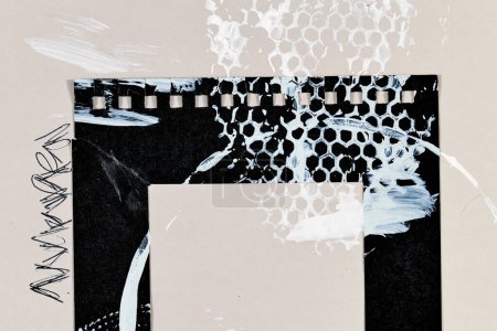 Foto de Fondo abstracto, collage de arte multicolor. Diseño de patrón creativo para la tarjeta de invitación de impresión, postal. Cartel de dibujo, fondo de pantalla de colores. Colores blanco y negro - Imagen libre de derechos