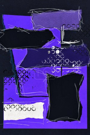 Foto de Fondo abstracto, collage de arte multicolor. Diseño de patrón creativo para la tarjeta de invitación de impresión, postal. Cartel de dibujo, fondo de pantalla de colores. Azul, negro, blanco colores - Imagen libre de derechos