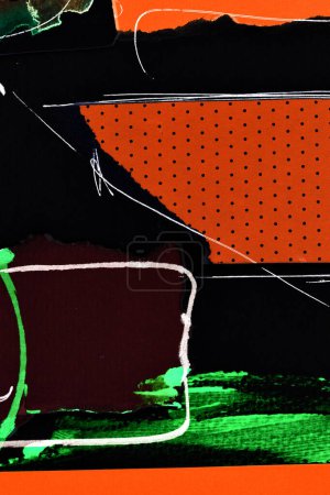 Foto de Fondo abstracto, collage de arte multicolor. Diseño de patrón creativo para la tarjeta de invitación de impresión, postal. Cartel de dibujo, fondo de pantalla de colores. Negro, rojo, verde colores - Imagen libre de derechos