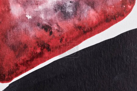 Foto de Fondo abstracto. Tinta acuarela collage de arte multicolor. manchas rojas negras, manchas y pinceladas de pintura acrílica sobre pape blanco - Imagen libre de derechos