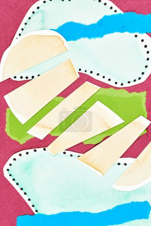Foto de Fondo abstracto, collage de arte multicolor. Diseño de patrón creativo para la tarjeta de invitación de impresión, postal. Cartel de dibujo, wallpape colorido - Imagen libre de derechos