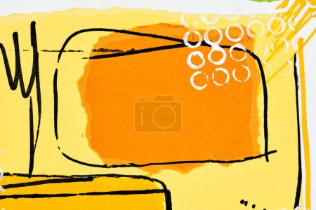 Foto de Fondo abstracto, collage de arte multicolor. Diseño de patrón creativo para la tarjeta de invitación de impresión, postal. Cartel de dibujo, fondo de pantalla de colores. Amarillo, blanco, negro colores contrastantes - Imagen libre de derechos