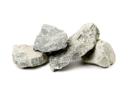 Photo for Set of sauna stones isolated on white background. Natural mineral rock gabbro-diabase - Royalty Free Image
