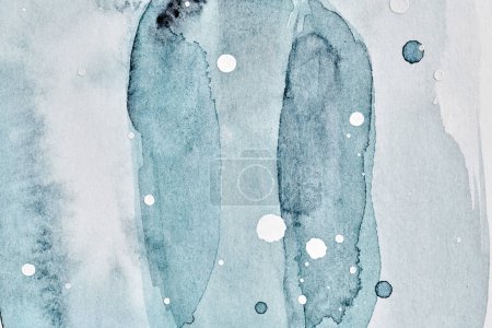 Photo for Abstract blue background. Watercolor ink multicolor art collage. Stains, blots and brush strokes of acrylic paint on white pape - Royalty Free Image