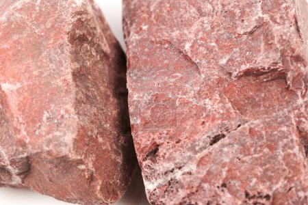 Photo for Set of sauna stones isolated on white background. Natural mineral rock crimson quartzite, jasper - Royalty Free Image