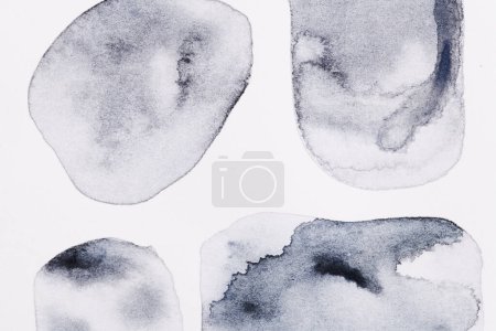 Photo for Abstract background. Watercolor ink multicolor art collage. Black gray stains, blots and brush strokes of acrylic paint on white pape - Royalty Free Image