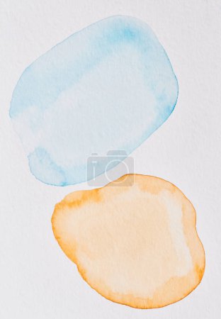 Téléchargez les photos : Abstrait translucide jaune bleu aquarelle texture fond. Motif créatif pour carte d'invitation à l'impression, carte postale. Affiche de dessin, papier peint coloré - en image libre de droit
