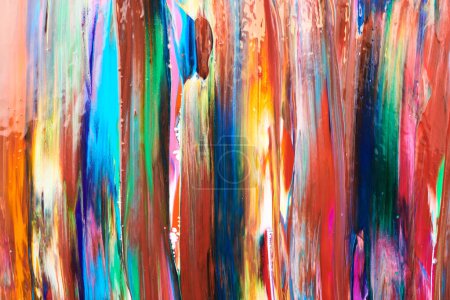 Photo for Multicolor brush strokes abstract background. Colorful acrylic ink blots and stains pattern, wallpaper print, fluid art. Creative backdrop, paint explosion - Royalty Free Image