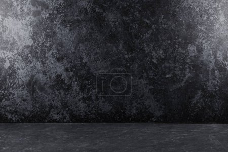 Téléchargez les photos : Fond texturé abstrait noir avec des taches et des rayures. Mur et plancher style grunge - en image libre de droit