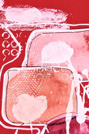 Foto de Fondo abstracto, collage de arte multicolor. Diseño de patrón creativo para la tarjeta de invitación de impresión, postal. Cartel de dibujo, fondo de pantalla de colores. Rojo, rosa, blanco colores - Imagen libre de derechos