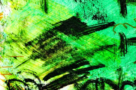Foto de Fondo púrpura verde abstracto. Pinceladas negras y manchas de pintura sobre papel blanco, fondo brillante en contraste - Imagen libre de derechos