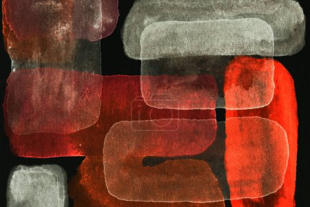 Photo for Black and red abstract background. Colorful ink blots and stains, wallpaper print. Creative backdrop, chaotic paint brushstrokes, pattern for printing on card - Royalty Free Image