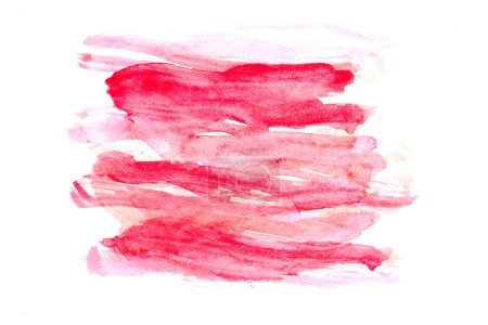 Téléchargez les photos : Fond rouge rose abstrait. Coups de pinceau chaotiques et taches de peinture sur papier blanc, fond contrasté lumineux - en image libre de droit
