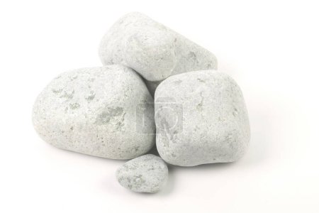 Photo for Set of sauna stones isolated on white background. Natural mineral rock jadeite - Royalty Free Image
