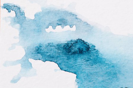 Foto de Fondo azul abstracto. Tinta acuarela collage de arte multicolor. Manchas, manchas y pinceladas de pintura acrílica sobre pape blanco - Imagen libre de derechos
