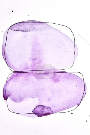 Photo for Abstract background. Watercolor ink multicolor art collage. Lilac purple stains, blots and brush strokes of acrylic paint on white pape - Royalty Free Image