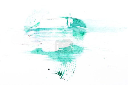 Téléchargez les photos : Fond vert abstrait. Coups de pinceau multicolore et taches de peinture sur papier blanc, fond contrasté lumineux - en image libre de droit