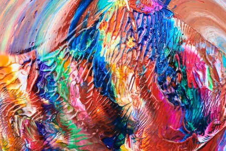 Foto de Pinceladas multicolor fondo abstracto. Colorido patrón de manchas y manchas de tinta acrílica, impresión de papel pintado, arte fluido. Fondo creativo, explosión de pintura - Imagen libre de derechos