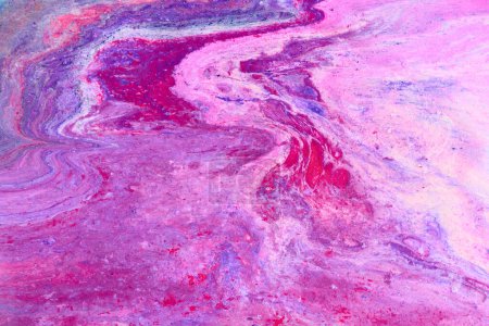 Photo for Creative colorful textured backdrop, fluid art. Abstract pink ocean, acrylic print background, motion pigment, paint explosio - Royalty Free Image