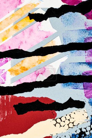 Foto de Fondo abstracto, collage de arte multicolor. Diseño de patrón creativo para la tarjeta de invitación de impresión, postal. Cartel de dibujo, wallpape colorido - Imagen libre de derechos