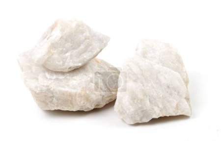 Photo for Set of sauna stones isolated on white background. Natural mineral rock quartz, quartzit - Royalty Free Image