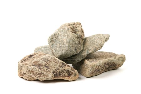 Photo for Set of sauna stones isolated on white background. Natural mineral rock porphyrite - Royalty Free Image
