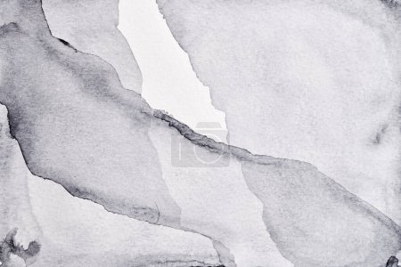 Foto de Fondo abstracto. Tinta acuarela collage de arte multicolor. Manchas grises negras, manchas y pinceladas de pintura acrílica sobre pape blanco - Imagen libre de derechos