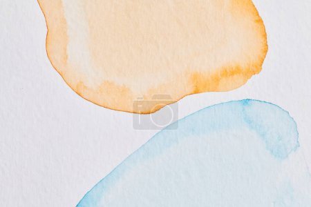 Photo for Abstract translucent yellow blue watercolor texture background. Creative pattern design for print invitation card, postcard. Drawing poster, colorful wallpape - Royalty Free Image