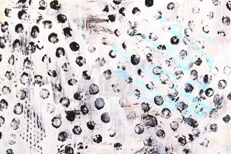 Photo for Abstract background. Black dots and spots of paint on white paper, graphic contrasting backdrop - Royalty Free Image