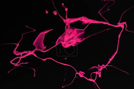 Photo for Black and pink abstract background. Colorful ink blots and stains, wallpaper print. Creative backdrop, chaotic paint brushstrokes, pattern for printing on card - Royalty Free Image