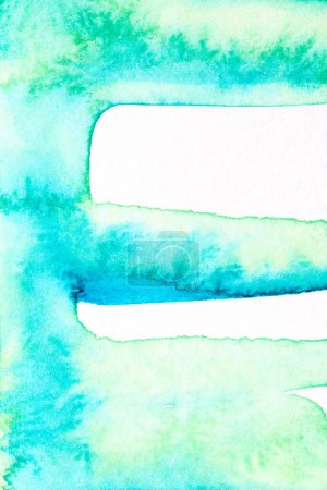 Photo for Abstract blue green background. Multicolor brush strokes and paint spots on white paper, bright contrasting background - Royalty Free Image