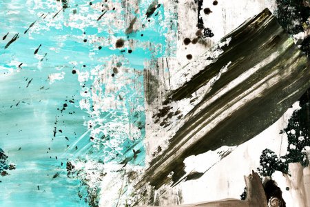 Foto de Fondo abstracto negro y azul. Coloridas manchas de tinta y manchas, papel pintado de impresión. Fondo creativo, pinceladas caóticas, patrón para imprimir en tarjeta - Imagen libre de derechos